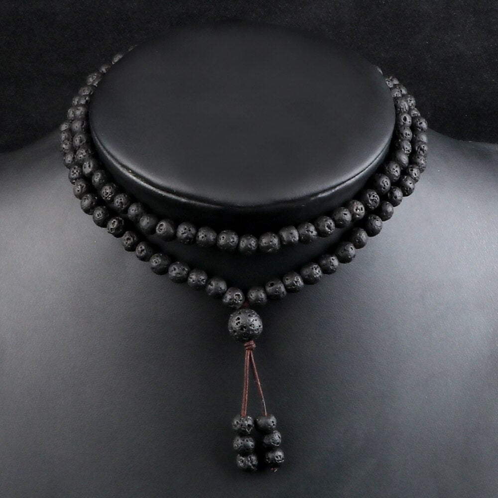 Men's Volcanic Lava Stone Beaded Necklace