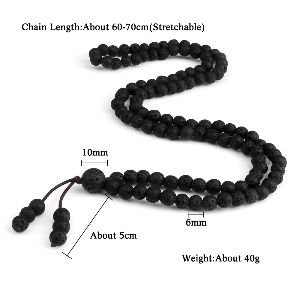 Men's Volcanic Lava Stone Beaded Necklace